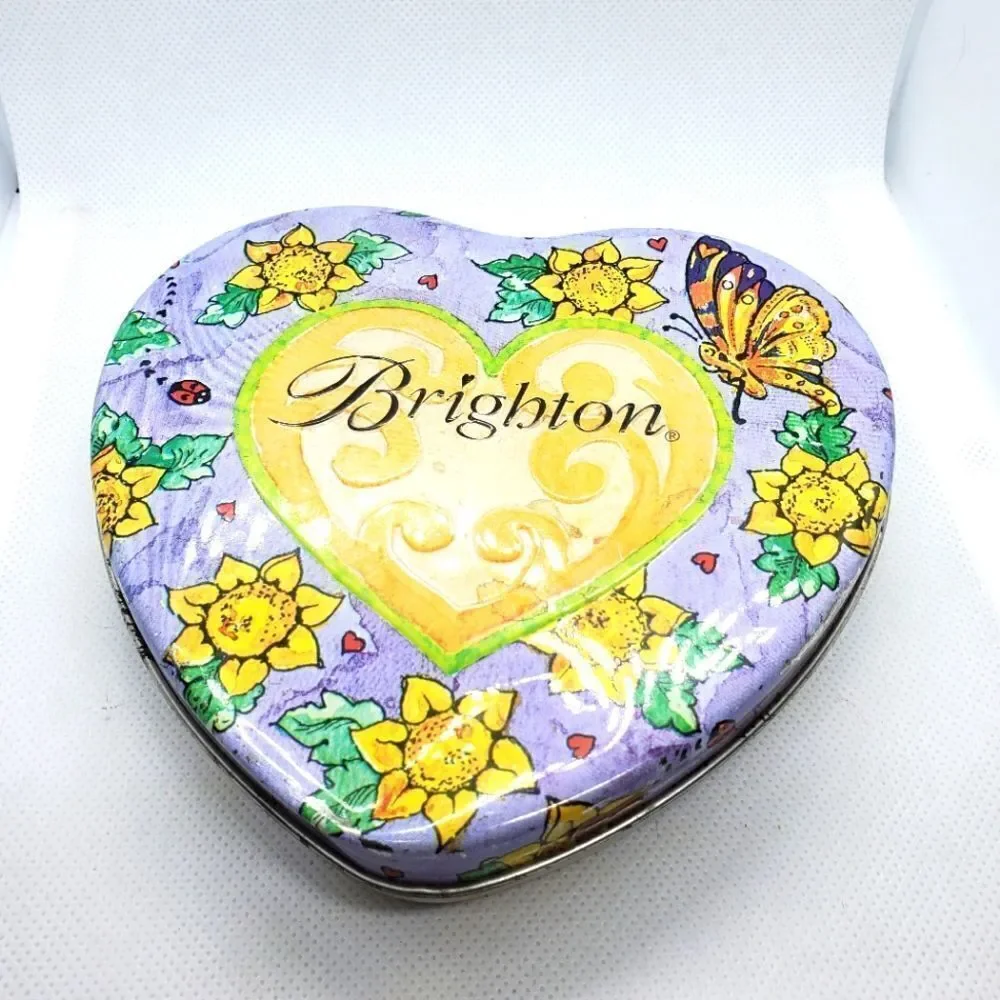 Brighton Sunflower & Butterfly Heart Shaped Tin